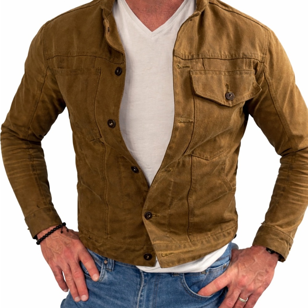 Whiskey Grade Waxed Canvas Moto/Trucker Jacket – Men’s Medium